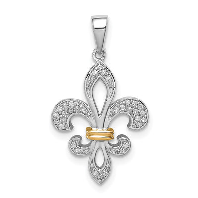 Sterling silver diamond fleur de lis pendant