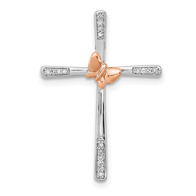 14K rose gold diamond butterfly pendant