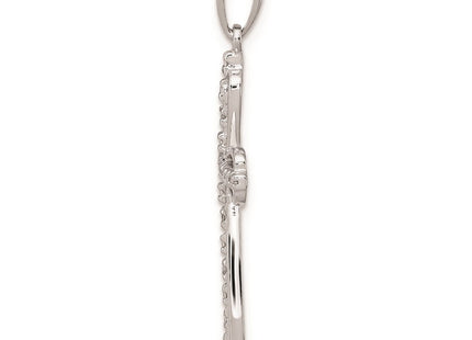 Sterling Silver Rhodium Plated Diamond Cross Pendant (Style QP3592)