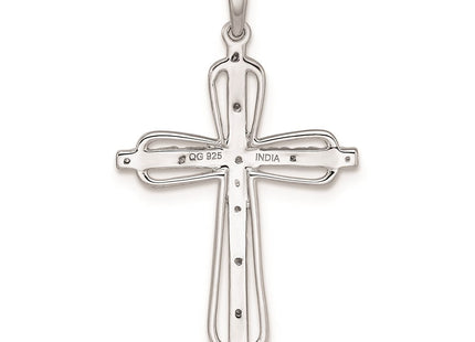 Sterling Silver Rhodium Plated Diamond Cross Pendant (Style QP3592)