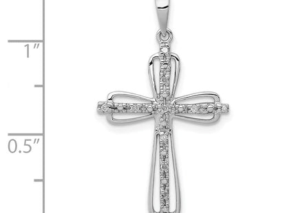 Sterling Silver Rhodium Plated Diamond Cross Pendant (Style QP3592)
