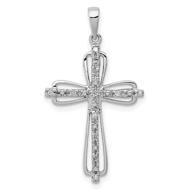 Sterling silver diamond cross pendant