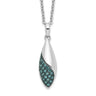 White Night Sterling Silver Rhodium-plated Blue Diamond Necklace with Extender