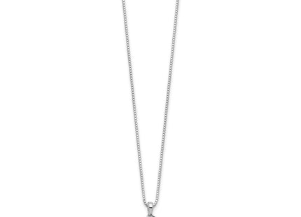 White Night Sterling Silver Rhodium-plated White and Black Diamond Heart Necklace with Extender (Style QP3746)