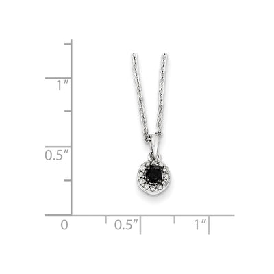 White Night Sterling Silver Rhodium-plated Black and White Diamond Circle Pendant Necklace with Extender, 18 x 6mm