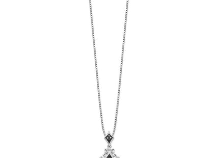 White Night Sterling Silver Rhodium-plated Black and White Diamond Necklace with Extender (Style QP3835)