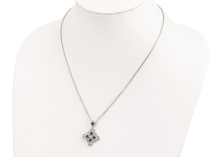 White Night Sterling Silver Rhodium-plated Black and White Diamond Necklace with Extender (Style QP3835)