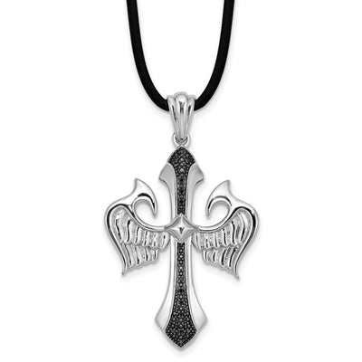 Sterling silver diamond cross necklace
