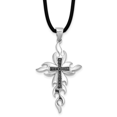 Sterling silver diamond cross necklace