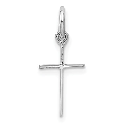 Sterling Silver RH Plated Child's Polished Cross Pendant, 19.67 x 7.4mm