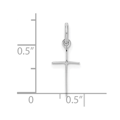 Sterling Silver RH Plated Child's Polished Cross Pendant, 19.67 x 7.4mm