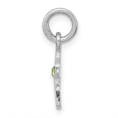 Sterling Silver RH-pltd Child's Aug Lt Green Preciosca Crystal Cross Penda
