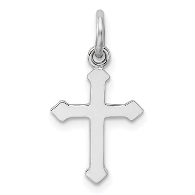 Sterling Silver RH Plated Child's Polished Cross Pendant, 21.78 x 10.77mm