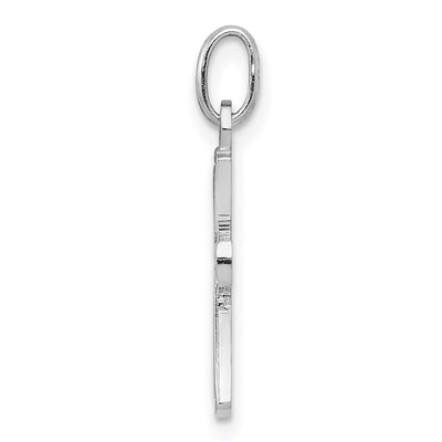 Sterling Silver RH Plated Child's Polished Cross Pendant, 21.57 x 9.68mm