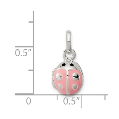 Sterling Silver Pink & Black Enamel Ladybug Locket Children's Pendant