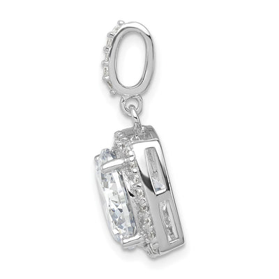 Sterling Silver Rhodium-plated Polished CZ Pendant, 23.57 x 12.8mm