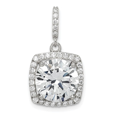Sterling Silver Rhodium-plated Polished CZ Pendant, 23.57 x 12.8mm
