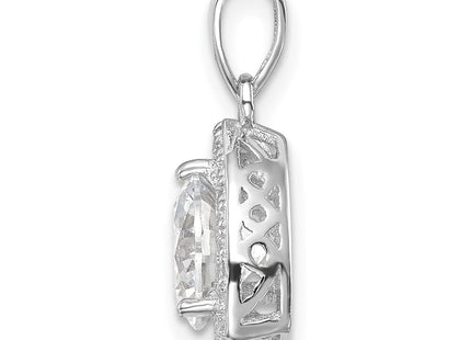 Sterling Silver Rhodium-plated Polished CZ Pendant (Style QP4129)