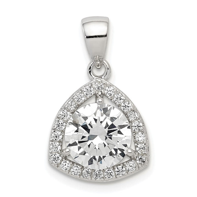 Sterling Silver Rhodium-plated Polished CZ Pendant, 20.26 x 12.3mm