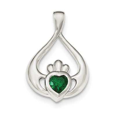 Sterling silver cubic zirconia claddagh pendant