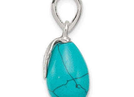 Sterling Silver Polished Lab Created Turquoise Pendant (Style QP4422)