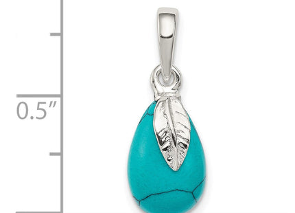 Sterling Silver Polished Lab Created Turquoise Pendant (Style QP4422)