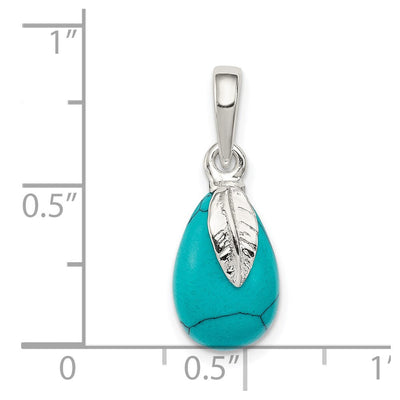 Sterling Silver Polished Lab Created Turquoise Pendant, 22.1mm