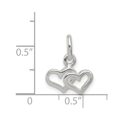 Sterling Silver Polished Double Heart Charm