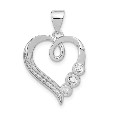Sterling silver cubic zirconia heart pendant