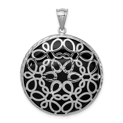 Sterling silver onyx circle pendant