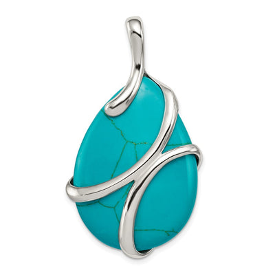Sterling silver turquoise pendant, synthetic stone