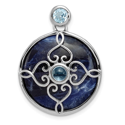 Sterling silver blue topaz pendant