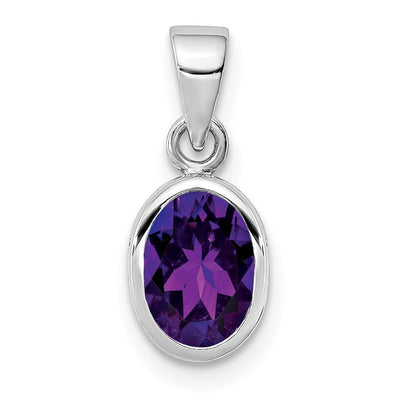 Sterling silver amethyst oval pendant