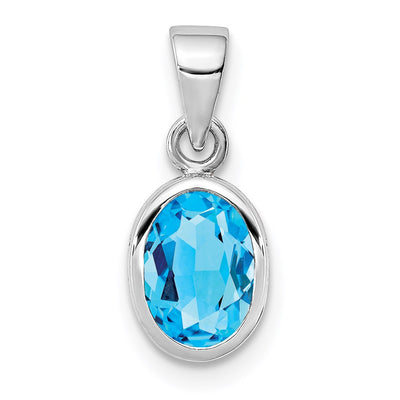 Sterling silver blue topaz oval pendant
