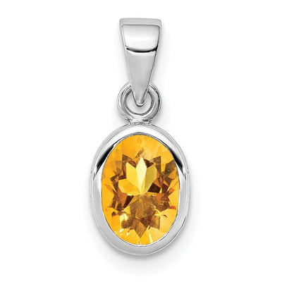 Sterling silver citrine oval pendant