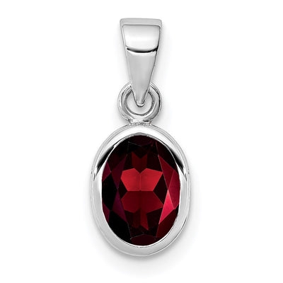 Sterling silver garnet oval pendant