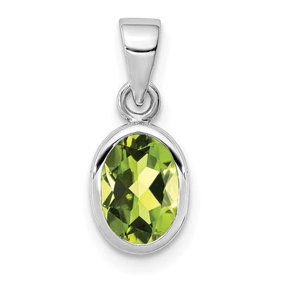Sterling silver peridot oval pendant