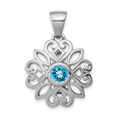 Sterling silver blue topaz pendant