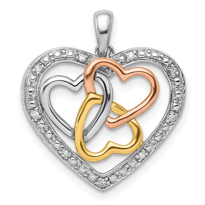 Sterling silver diamond heart pendant