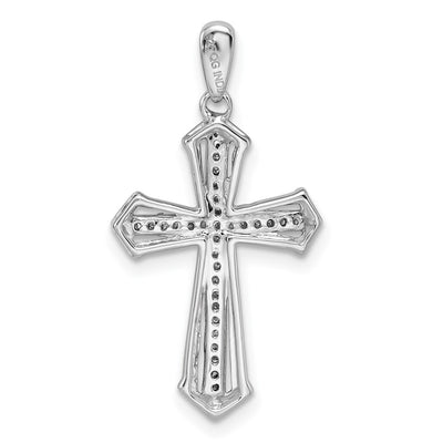 Sterling Silver Rhodium Plated Diamond Cross Pendant, 28.5 x 15.5mm