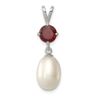 Sterling silver garnet teardrop pendant