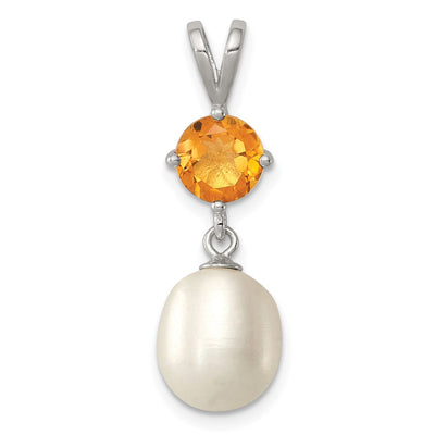 Sterling silver citrine teardrop pendant