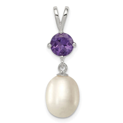 Sterling silver amethyst teardrop pendant