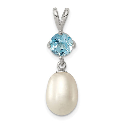 Sterling silver blue topaz teardrop pendant