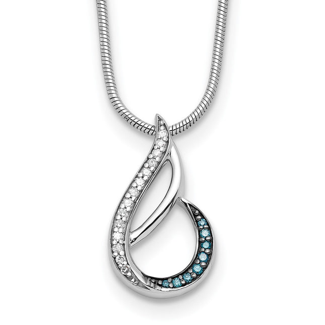 Sterling silver diamond teardrop necklace