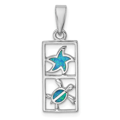 Sterling silver opal starfish pendant