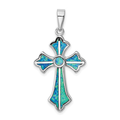 Sterling silver opal cross pendant