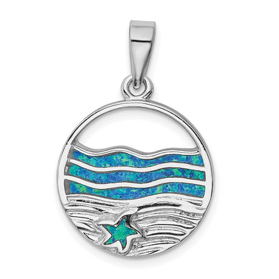 Sterling silver opal starfish pendant