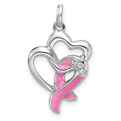 Sterling silver cubic zirconia heart pendant