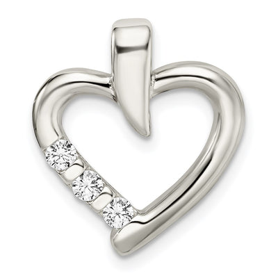 Sterling silver cubic zirconia heart pendants & charm
